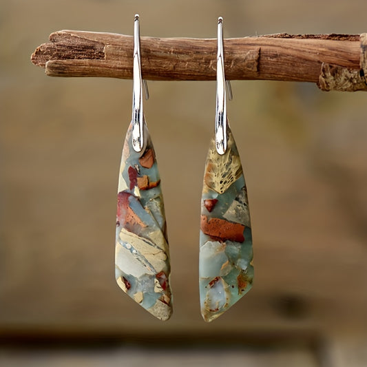 Majarlikha COLLECTIONS Natural Imperial Jasper Stone Boho Style Dangling Earrings