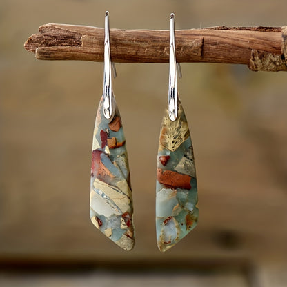 Majarlikha COLLECTIONS Natural Imperial Jasper Stone Boho Style Dangling Earrings